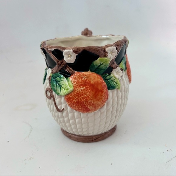 FITZ & FLOYD 1992 Mediterranean Fruit Orange Blossoms Basket Weave Coffee Mug - Picture 4 of 9